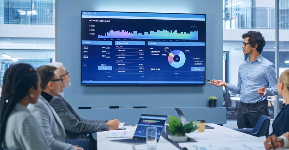 conference room meeting data analysis presentation