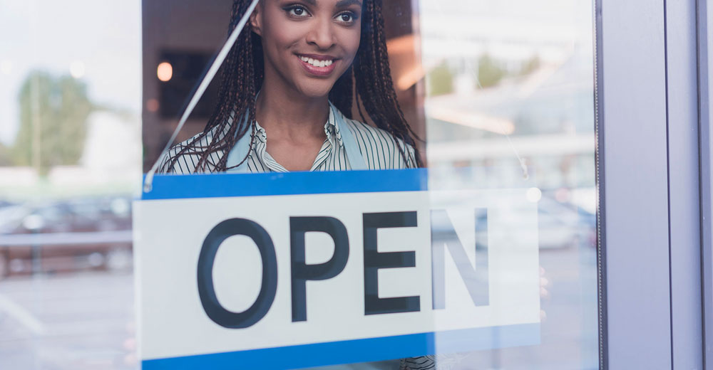 retail store open for business sign